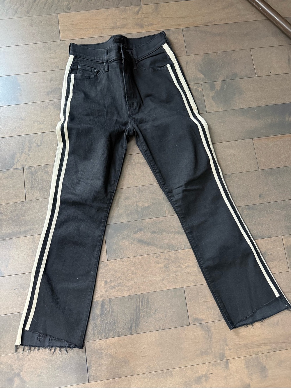 MOTHER Black Jeans with White Side Stripes Size 27
